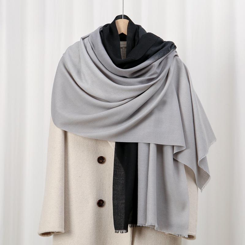 Gradual change hand-painted skin-friendly velvet autumn and winter skin-friendly warm imitation cashmere printed scarf plain color gradual change