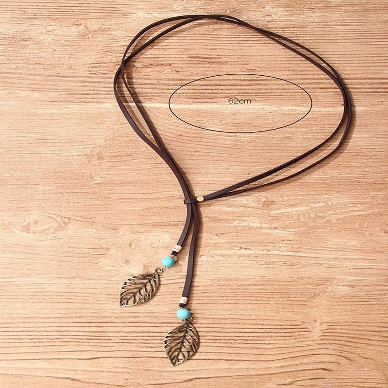 Vintage Round Leather Cord Pendant Necklace With Unique Fingerprint Design Bohemian Statement Jewelry For Women
