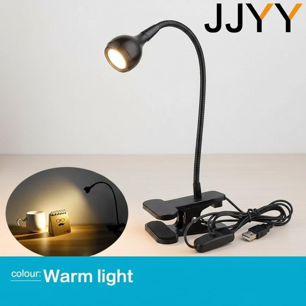 Flexible USB LED Desk Lamp 3W Adjustable Clip Light for Reading Home Office Gift Creative Task Lighting