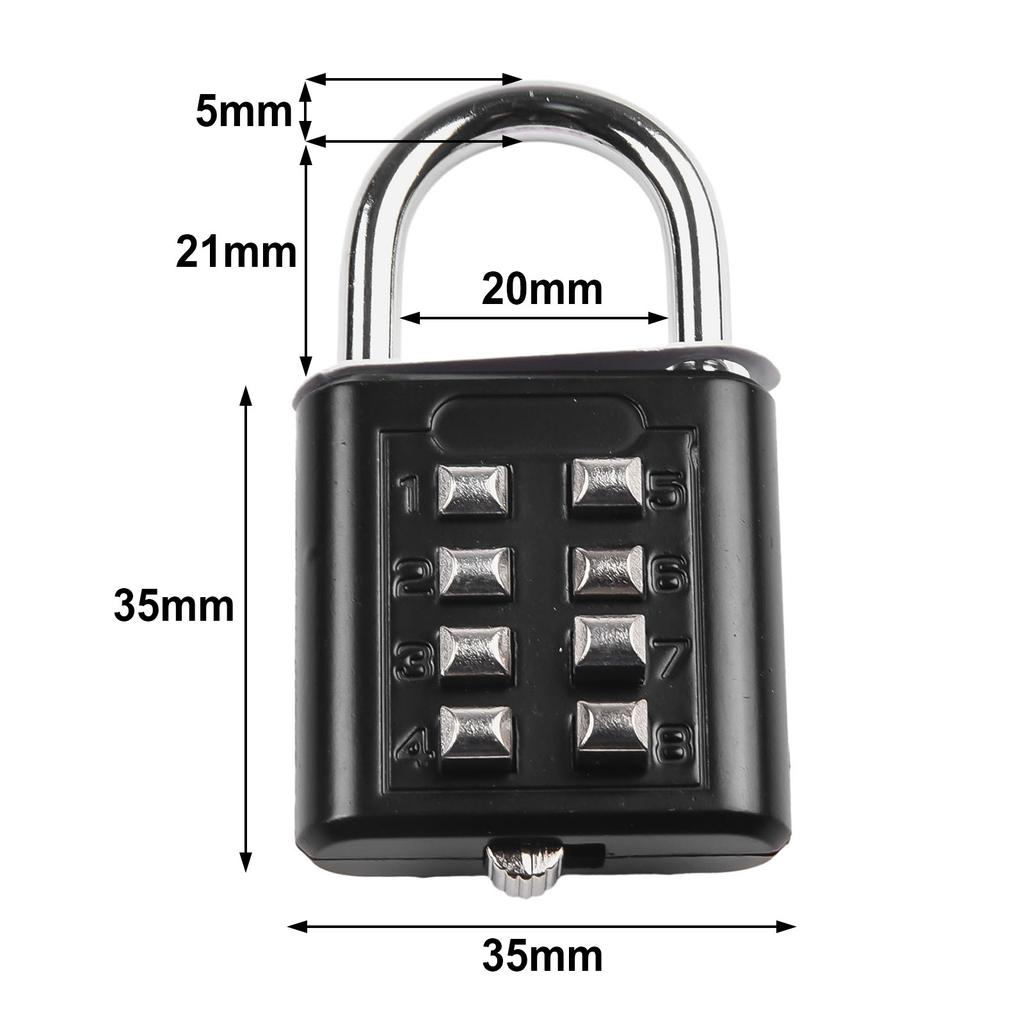 Black Combination Padlock Password Locks 8 Digit Waterproof Combination Lock For Suitcase Bag Package Cabinet Locker Window