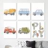 Alphabet Taxi Fire Truck Bus Wall Art Posters Prints Picture Nordic Kids Room Cartoon Cars Canvas Painting Nursery Bedroom Decor