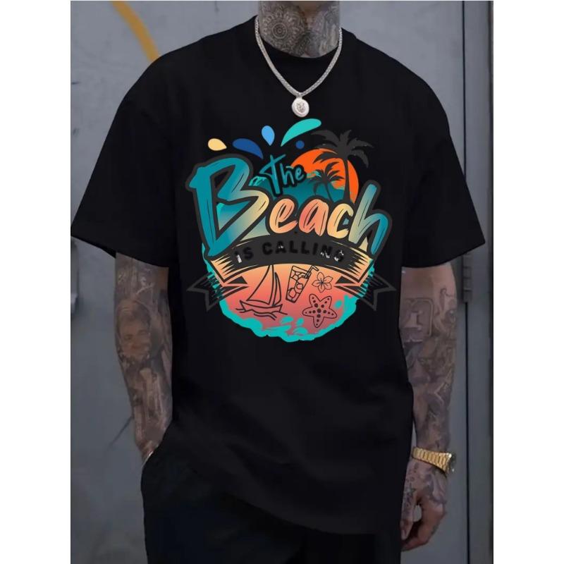 European Size Men'S Trendy Crew Neck T-shirt | Versatile Short-Sleeved, Suitable for Travel/Summer/Beach, Fitness/Running/Training, Export Style