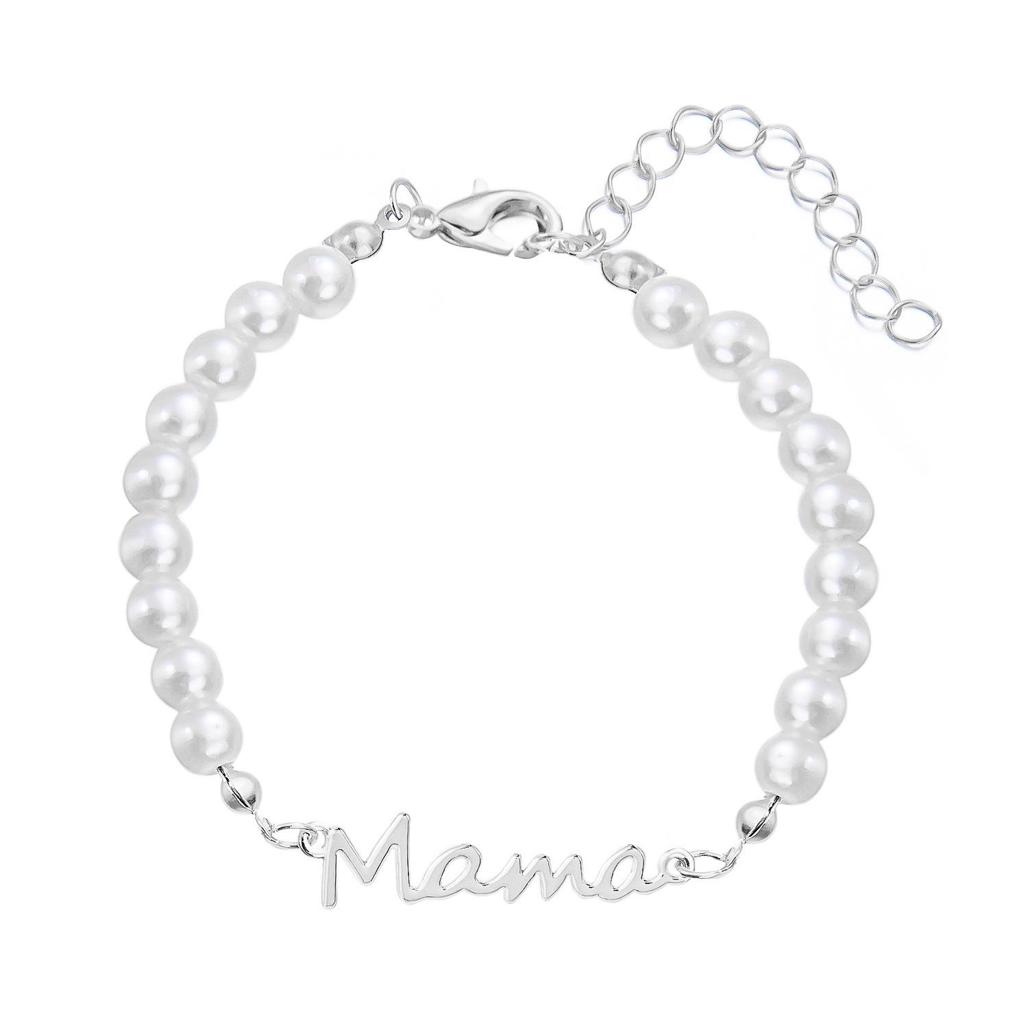 

Mother s Day Mama Letter Jewelry Set, Imitation Pearl Necklace Bracelet, Daily Fashion Gift for Mom