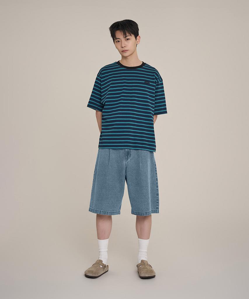 SUPERSUB Pintuck Denim Shorts - Light Blue