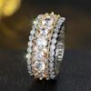 Luxury Female White Zircon Big Stone Engagement Round Ring Vintage Silver Color Wedding Fashion Jewelry For Women
