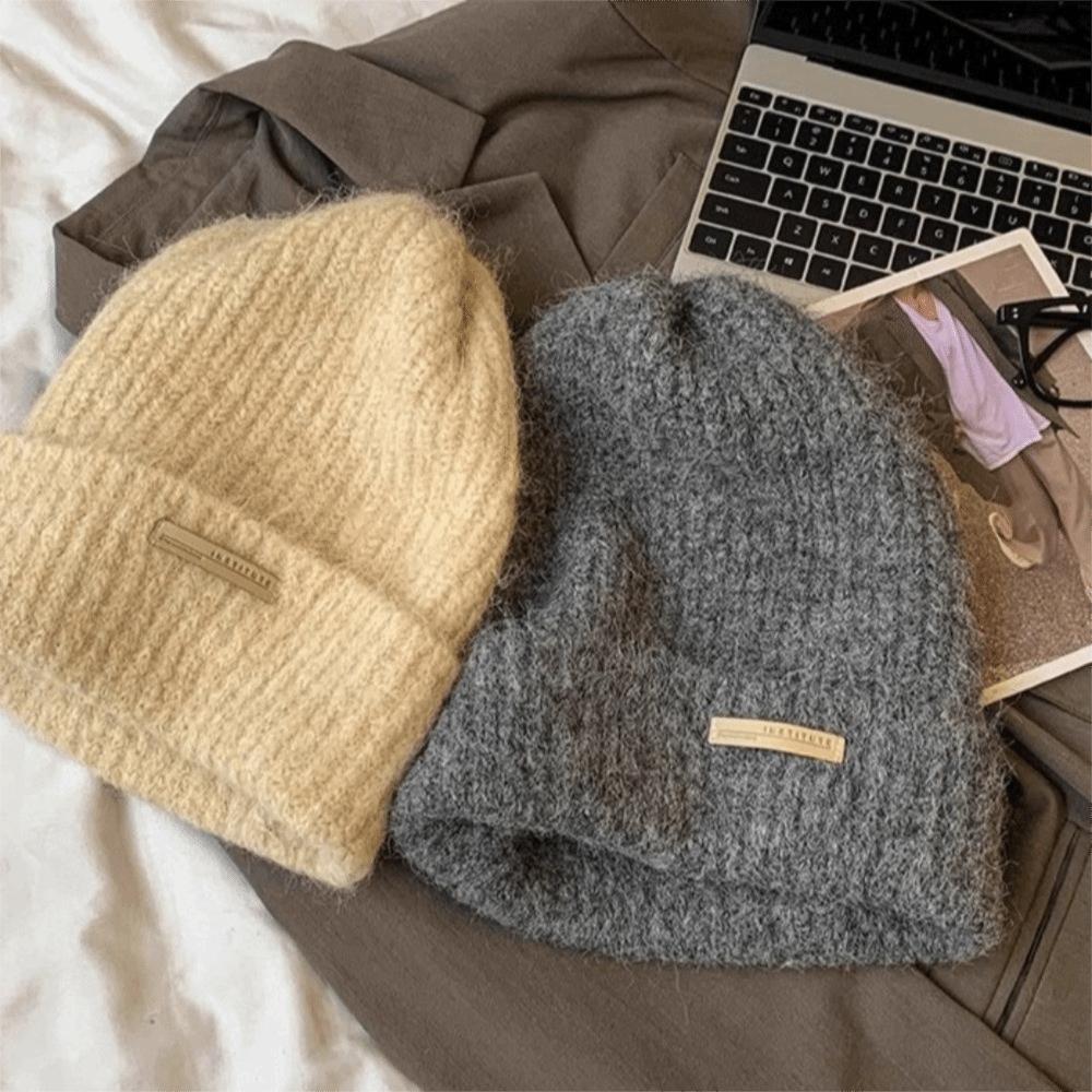 Korean Style Knitted Pullover Hat All-match Brimless Beanie Cap Versatile Plush Woolen Hat  Gifts