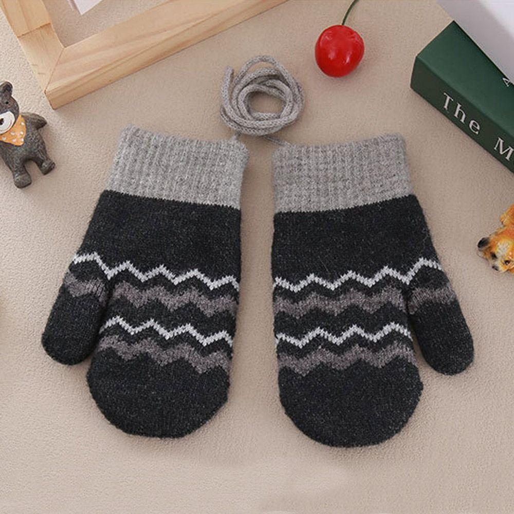Warm Kids Winter Gloves Windproof Knitted Gloves Cute Children Mittens for 0-3 Years Old Toddler