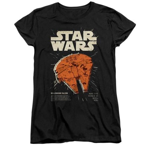 Star Wars Womens/Ladies Millenium Falcon Retro Fitted T-Shirt