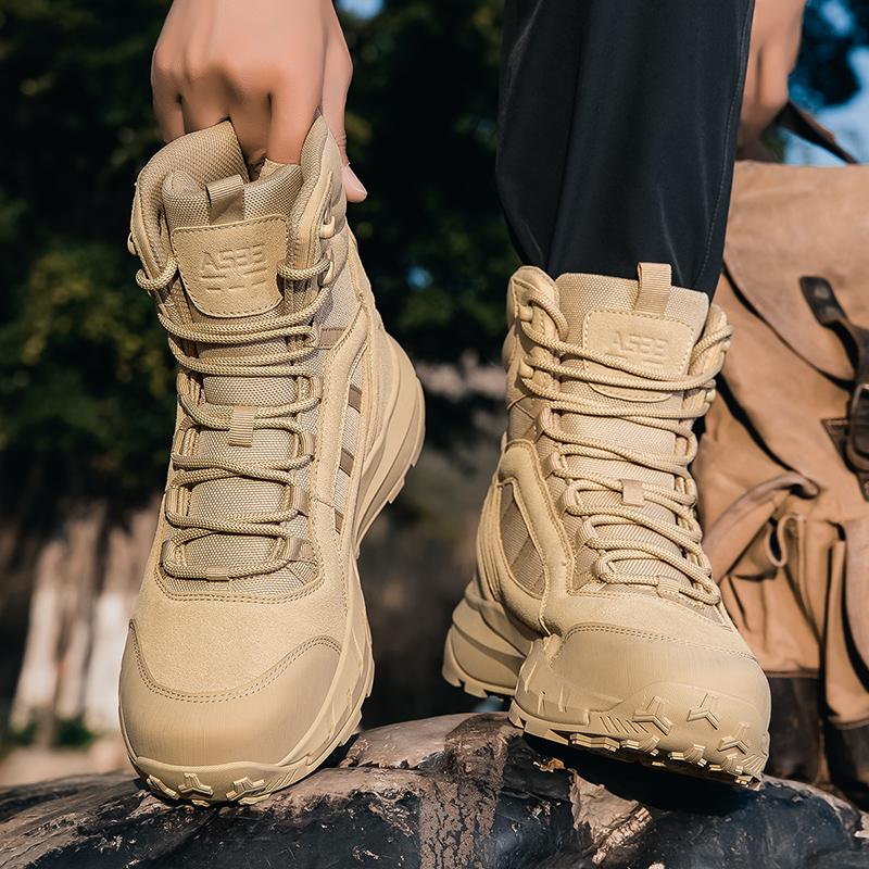 Luxury Brand Male Sneaker Men High Top Boots Climbing Hiking Shoes Mens Desert Work Safety Shoes Ankle New Men Outdoor Boots