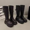 Thick Heel Thick Sole Thin Elastic Boots Boots Women's 2025 New Autumn and Winter Brown Small Tall Knight Boots