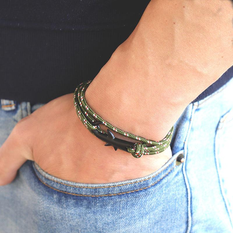 Noter Stylish Shark Bracelet Men Women Handmade Multi Layer Adjustable Paracord Braslet Multiple Colors Available Casual Jewelry