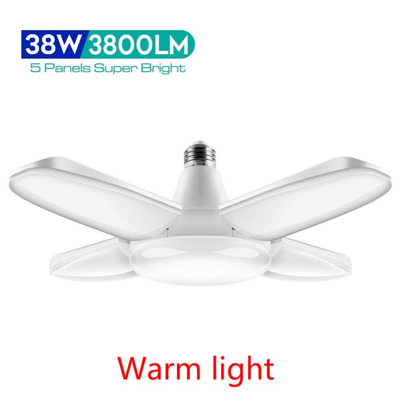 

40/38 Вт Гаражное освещение Регулируемые панели Светодиодная лампа E27 Потолочный складной вентилятор Установка лампы Лампа для мастерской Бытовое гаражное освещение теплый белый