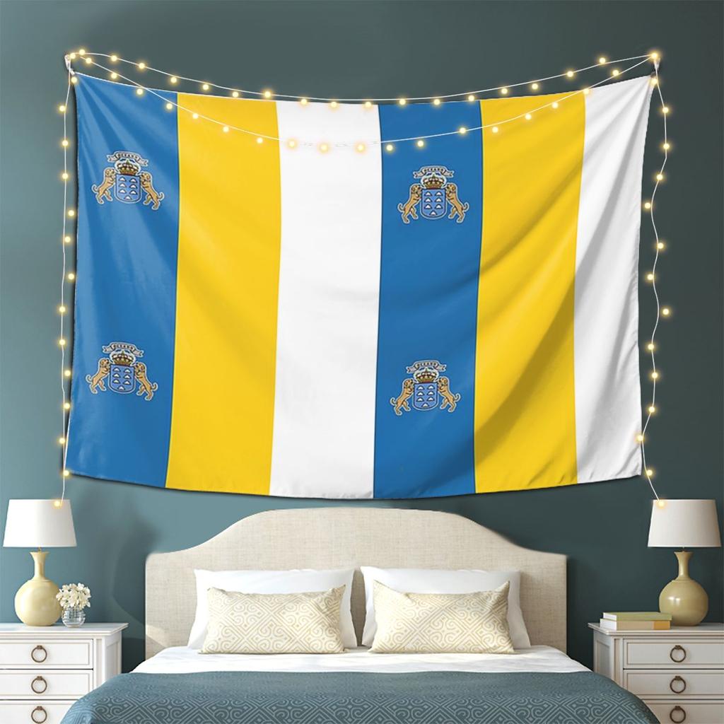 Spain Flag Oceano Canary Islands Tapestry Wall Hanging Aesthetic Home Decor Tapestries for Living Room Bedroom
