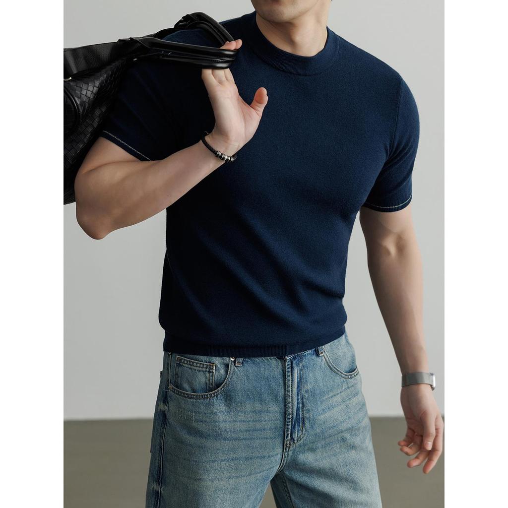 Men's Wool Mulberry Silk Knit Short Sleeve T-shirt - 2026 Spring Fashion