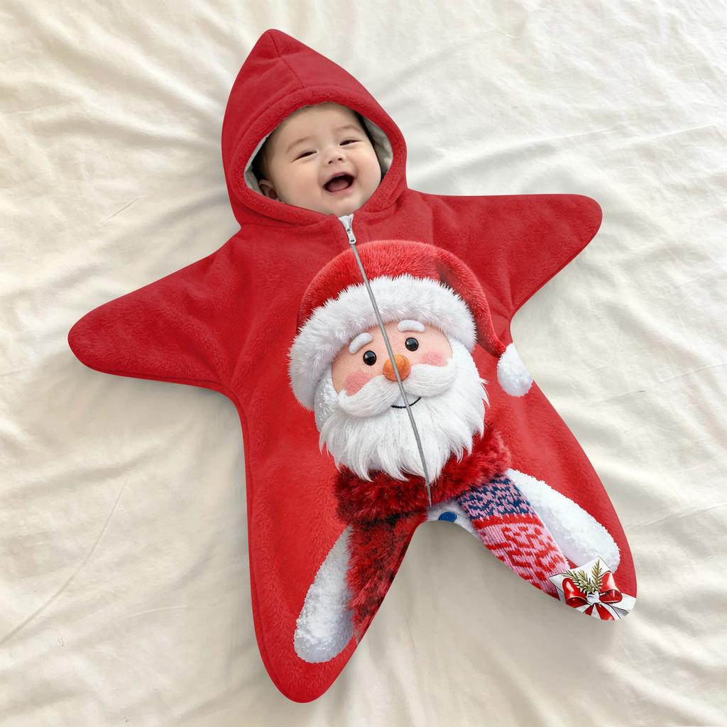 Baby Flanell Puckdecke mit Weihnachtsdruck - - Aufwach-Schlafsack für Neugeborene, Outdoor-Reiseumhang