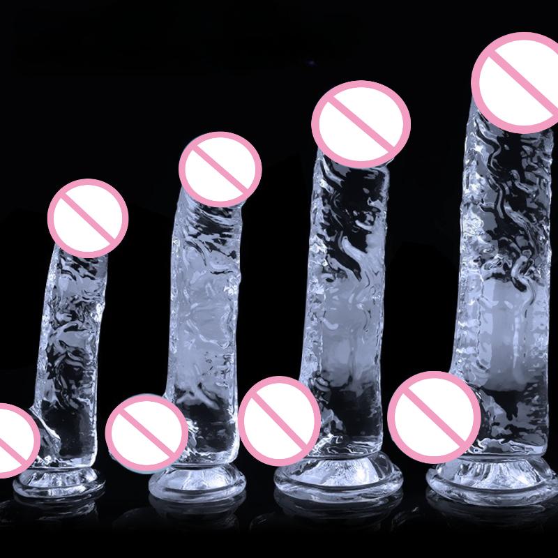 Realistic Soft Dildo for Women Beginner Transparent Penis with Strong Suction Cup Hands-Free Play for Adult Sex Masturbator