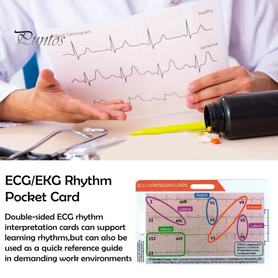 1/4Pcs Transparent EKG Calipers Reference Badge ID Cards Waterproof Wear-Resistant Mini Size EKG Interpretation Rulers