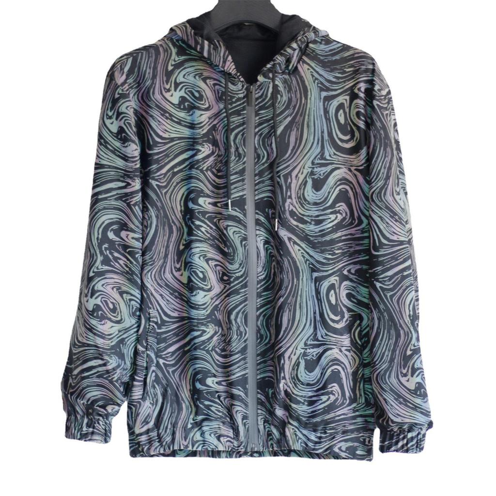 BRUST 2026 Herrenkleidung Radium Reflektierendes Muster Jacke Vollständig Reflektierende Jacke Leichte Kapuzenjacke Hip Hop Kapuzenjacke Windjacke Kapuzenjacke Straßenjacke
