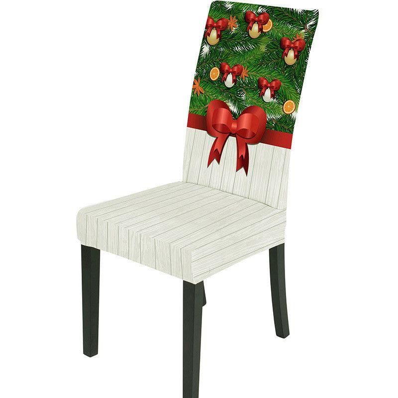 

Christmas Cover Chair Elastic Printed Xmas Dining Room Party Banquet Decor Home Bow