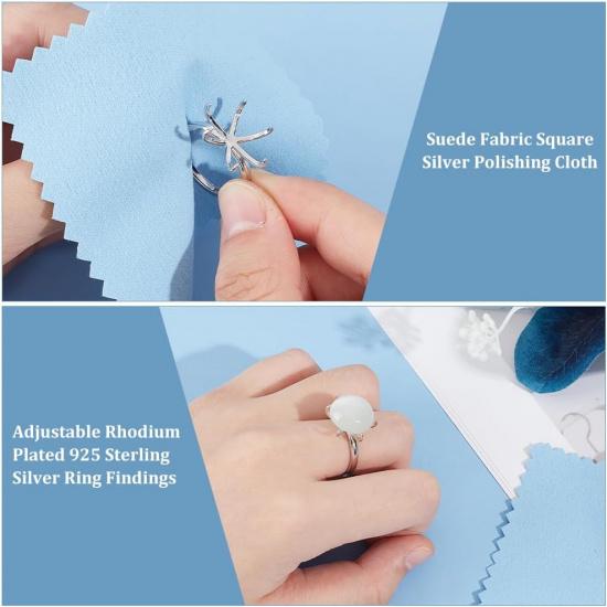 

UNICRAFTALE 1 шт. Регулируемое кольцо из стерлингового серебра 925 пробы Платиновое кольцо на палец Кольца с зубцами и нерегулярным камнем Ободковые оправы в виде когтей Материалы для DIY Фурнитура США