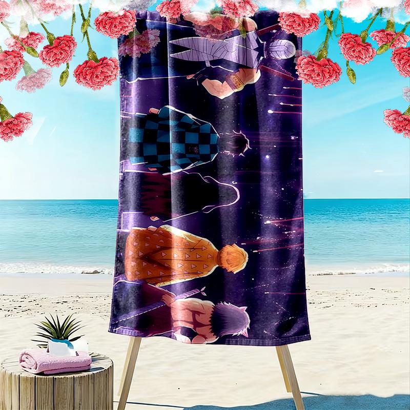 Demon Slayer2 Print Beach Towel, Large Soft Quick Dry Towel for Beach Camping Swimming