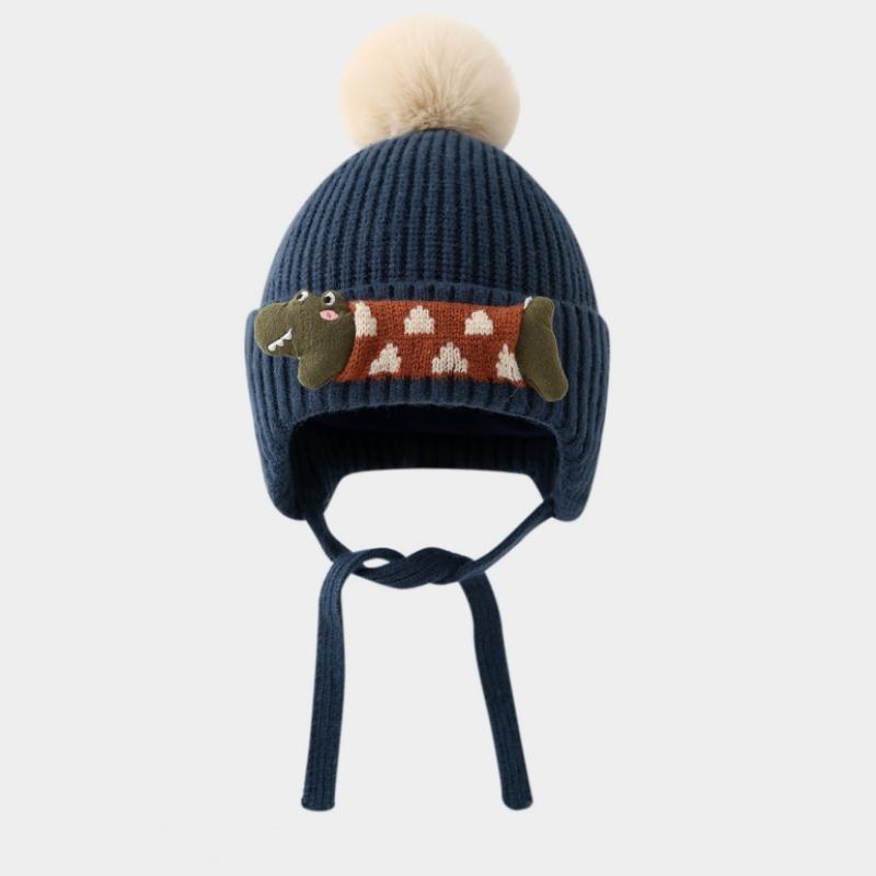 Dziecięca Zagęszczona Dzianinowa Czapka Zimowa Ciepła Z Ochroną Uszu Nakrycie Głowy Dziewczęca Kreskówkowa Wiatroodporna Dzianinowa Ciepła Miękka Czapka Dziecięca