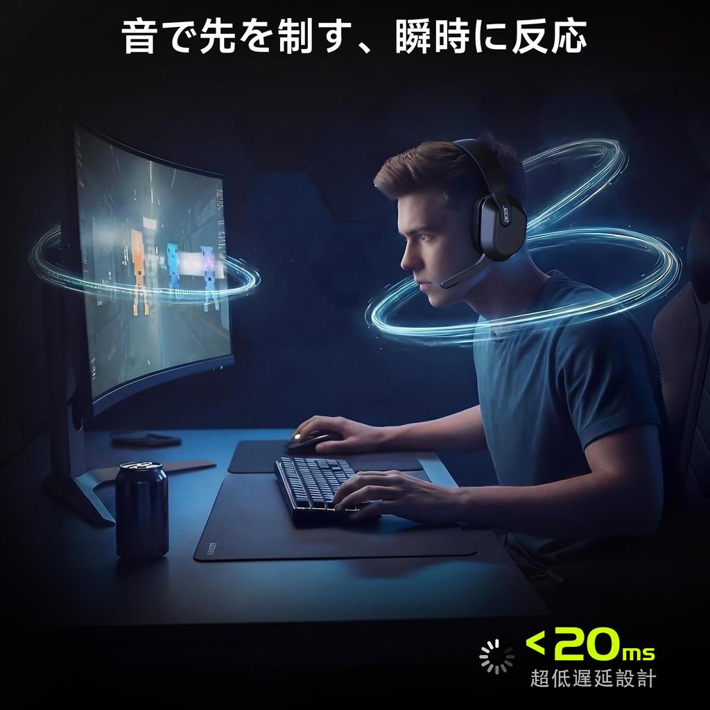 Acer Gaming Headset, Wireless, 4-Way Connectivity, 2.4GHz USB-A/USB-C & Bluetooth 6.0, 50mm Drivers, Up to 70 Hours Playback, Low Latency (20ms), Flip
