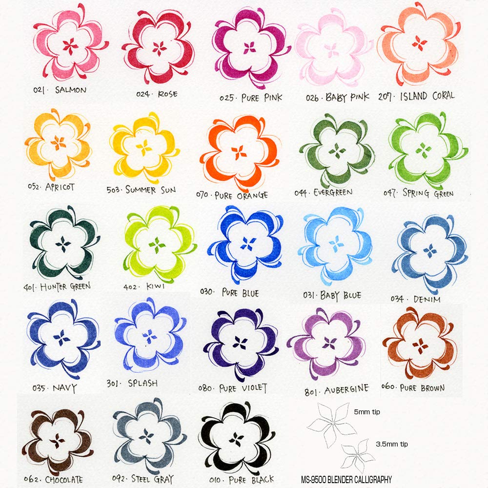 Kuretake Water-based Pens ZIG MS Calligraphy II 24-Color Set MS-3500/24V