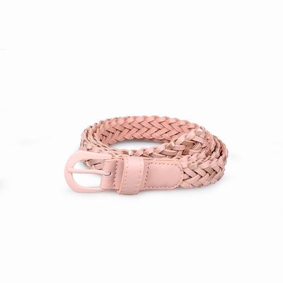 European and American New Women's Spray Painted Buckle Head Mixed Color Braided Belt for Women Candy Color Pin Buckle Sweet Handmade Belt