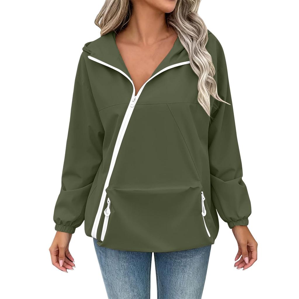 Women's Casual Hooded Zip Up Jacket with Pockets