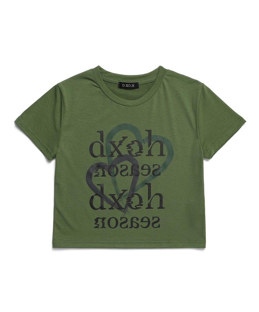 D.XO.H To Heart Season Logo Crop Top Olive Green