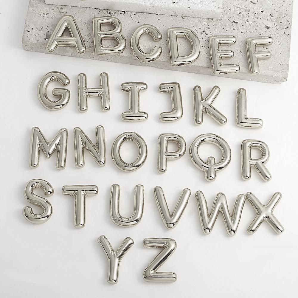 

Stainless Steel Chunky Alphabet Balloon Bubble Initial Letter Pendant Necklace for Women Men Gold Plated Necklaces Charm Jewelry B серебряный