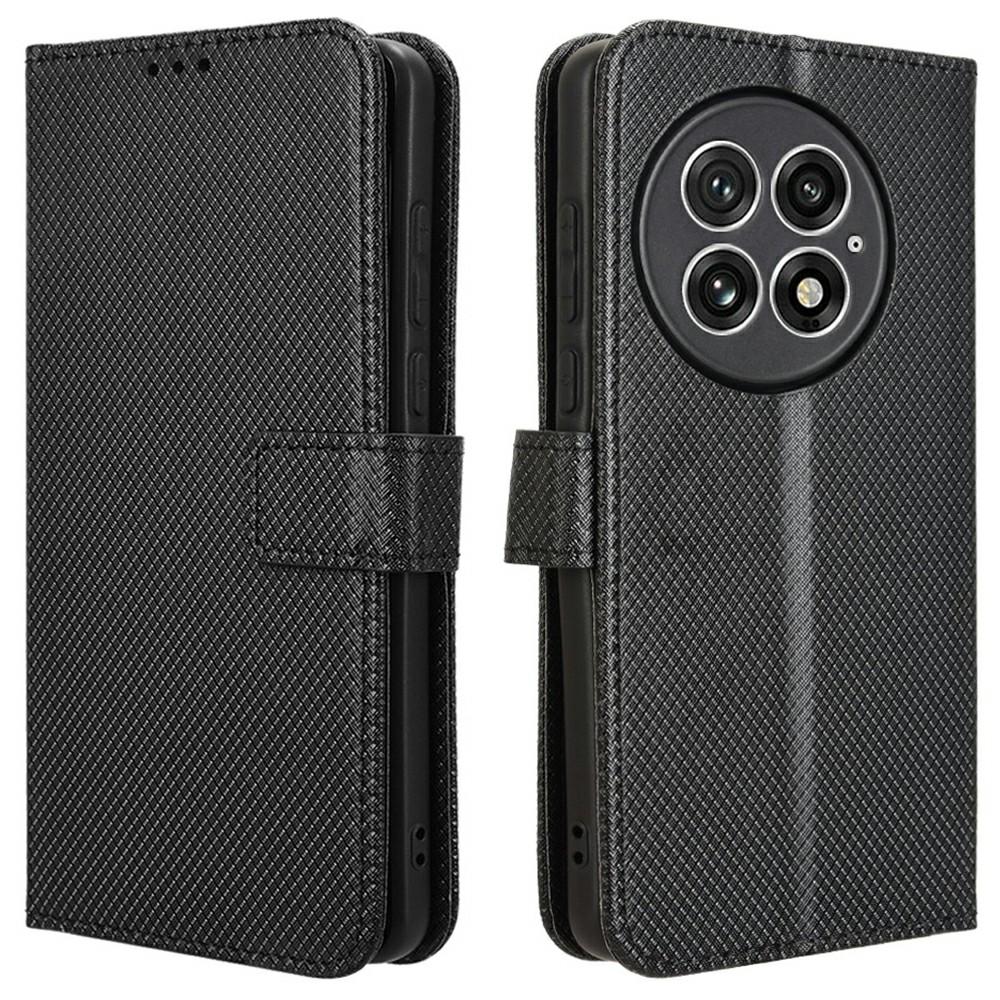 For OnePlus 13 Case PU Leather Diamond Texture Wallet Phone Cover D