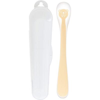Fergie hayvan silikon bebek maması kaşığı, 1 adet, ayı bej