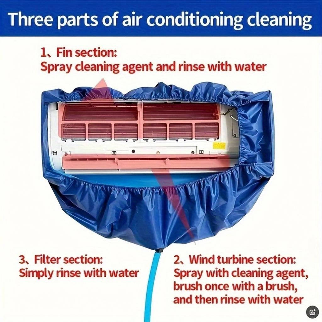 Conditioner Cleaning Cover with Catch Bag, Includes Brown Brush, Comb and Folding Brush for Maintenance