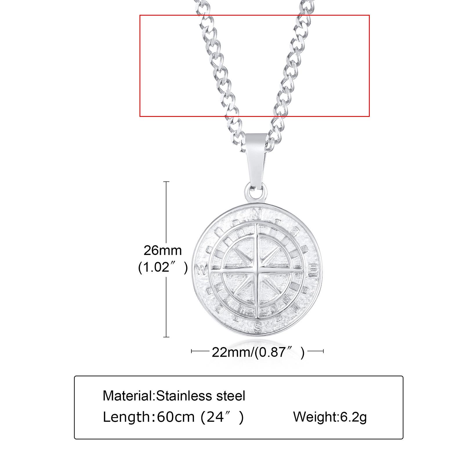 

Travel Compass Pendant Necklaces for Men Simple Round Gold Color Stainless Steel Chain Hip Hop Jewelry Male Gifts Wholesale серебряный