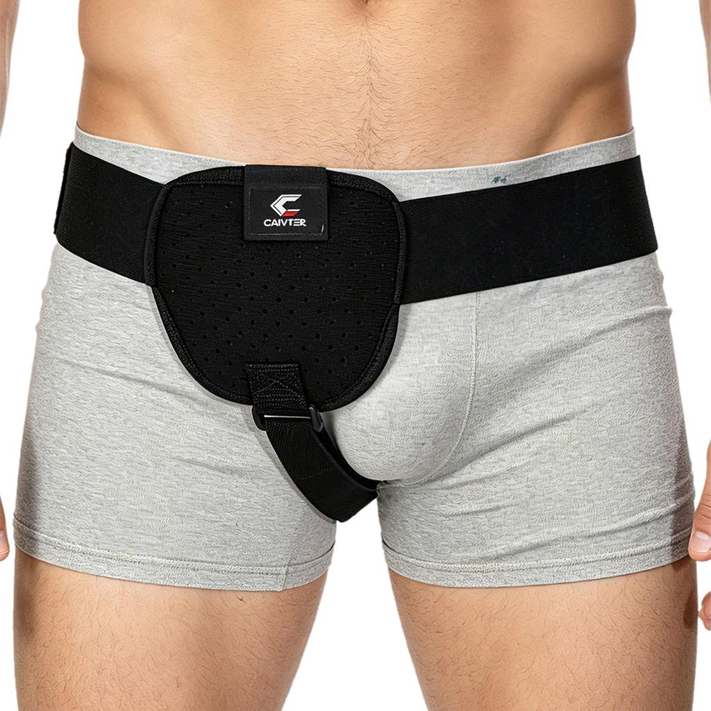 Men Hernia Truss Belt Adjustable Fastener Groin Support with Removable Pads for Sports Activity Post Operation