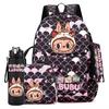 4Pcs/set Cute Printed Backpack Girl School Student Knapsack Fish Scale Style Bag Lunch Bag Pencil Bag 750Ml Outdoor Water Bottle