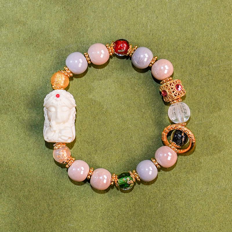 Zhakilam Gray Ceramic Beaded Bracelet - Women s Traditional Chinese Style with Incense Ash Glaze.