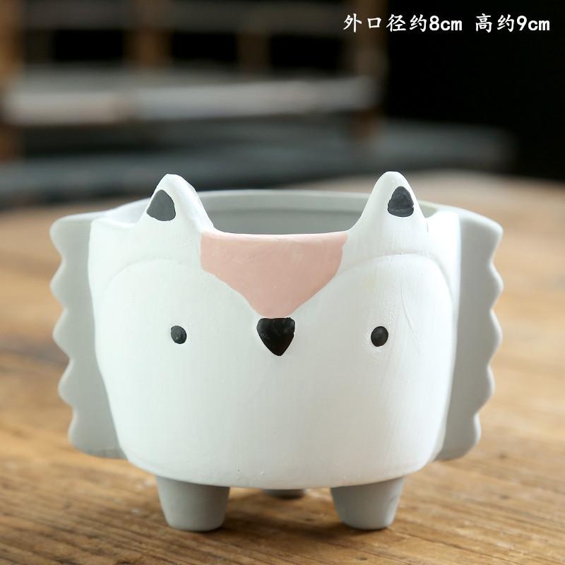4pc Set Creative Cartoon Succulent Pot Cute Flower Pot with Cat and Dog Shaped Ceramic Basin Desktop Ornaments Home Decoration