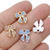 10Pcs Gold Plated Crystal Christmas Bow Charm Pendant For Jewelry Making Earrings Bracelet Necklace Accessories Diy Findings