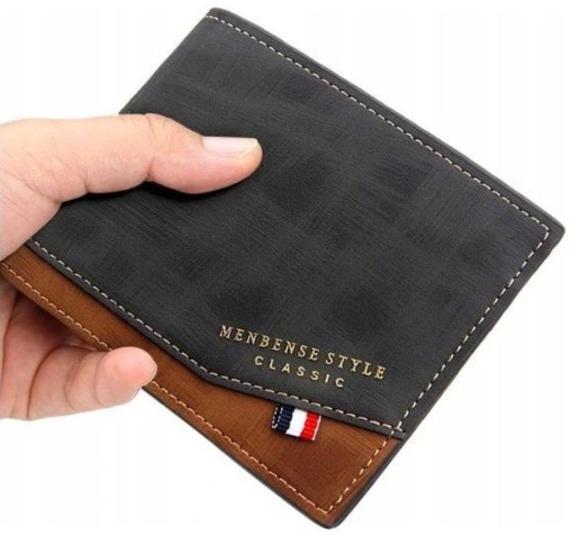 Men's Leather Wallet Elegant Foldable Black Thin Gift P60
