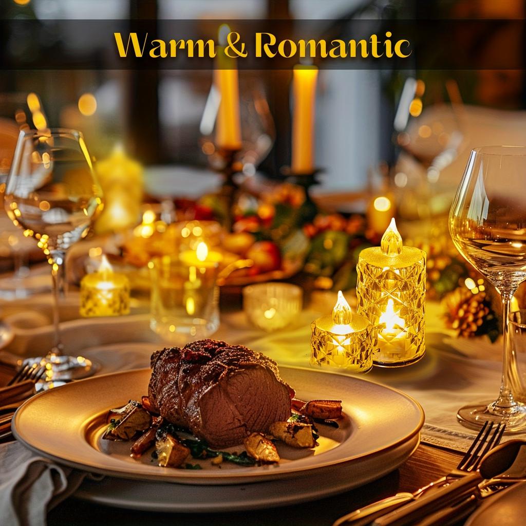 24 Pcs Patterned Flameless Candle Lights, LED Electronic Simulation Flameless Candle Lights, Tea Lights, Suitable for Birthdays, Weddings, Parties