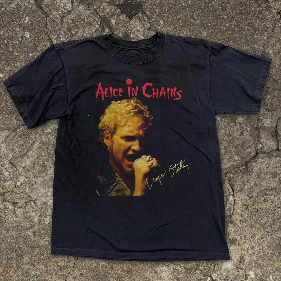 Alice In Chains Band Layne Staley Unisex Black T-shirt Size S-4XL Unisex T-Shirt L