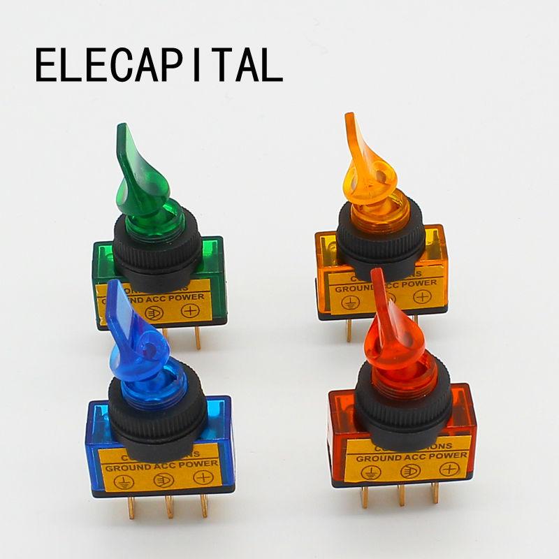

4pcs DC12V 20A Indicator Panel Mounting ON-OFF Car Toggle Switch Red green yellow blue
