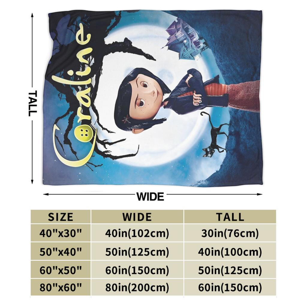 Coraline Halloween Movie Blanket Coral Fleece Plush Textile Decor  Portable Ultra-Soft Throw Blankets for Sofa Couch Quilt