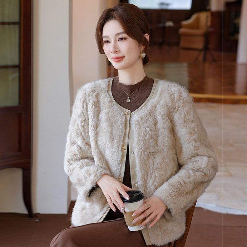 Medium and old women's clothing Thickened mink fleece fur integrated fur coat women's winter short fur coat