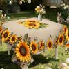 Tablecloth 2D Flat  Spring Summer Yellow Sunflower Print TableclothTerrace Indoor Outdoor Deco