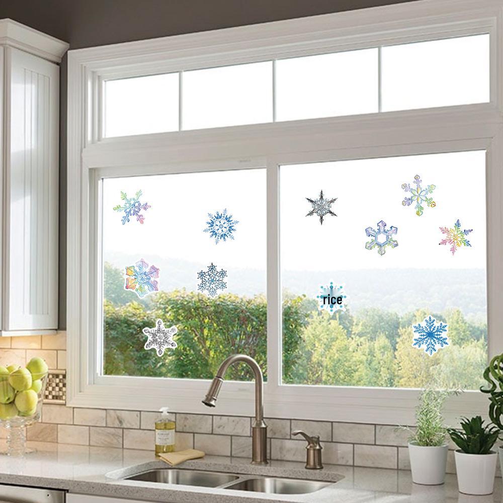 50 Christmas Snowflake Window Stickers: Waterproof, Removable Glass, Cabinet, and Door Decorations