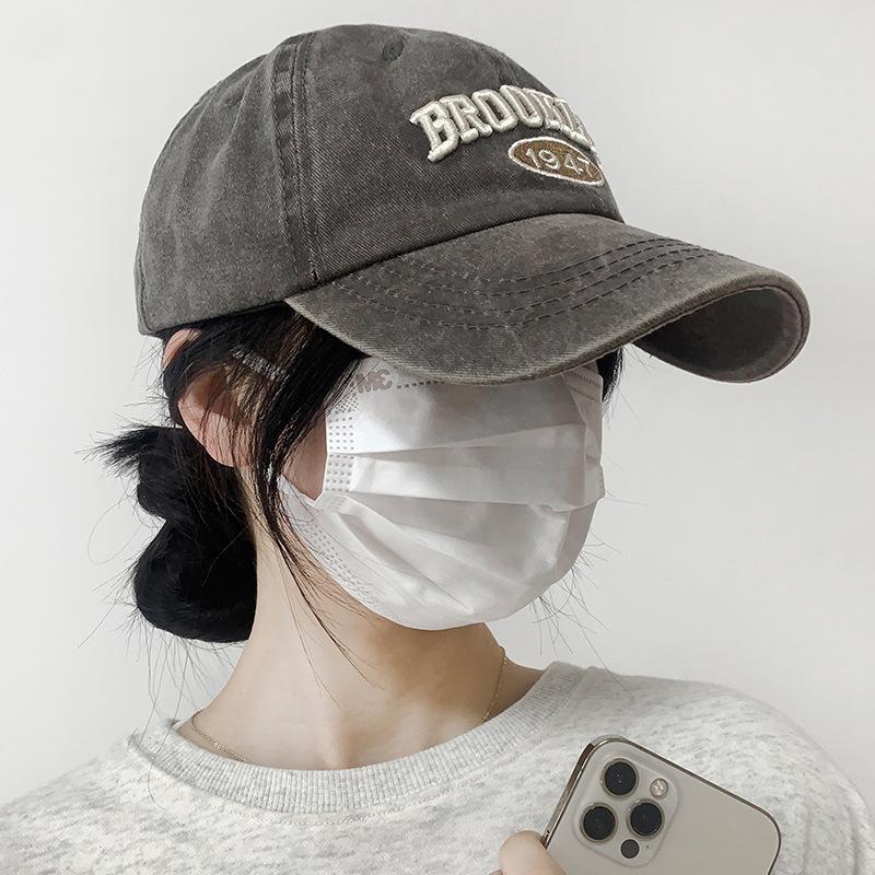 Retro Briefstickerei Baseballkappe Frühling Sommer Herren Damen Gewaschene Baumwolle Verstellbare Snapback Kappen Hip Hop Streetwear Sonnenhut